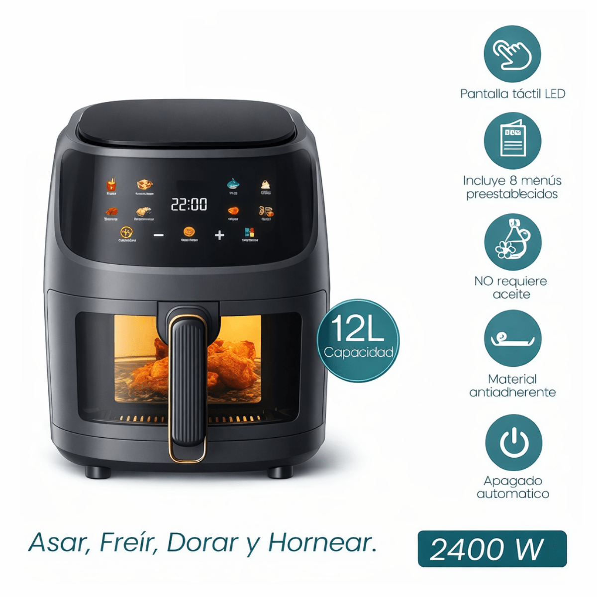 Freidora de Aire 12L Digital + 50 Moldes