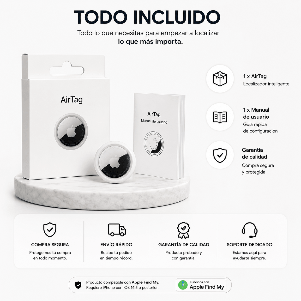 Rastreador Localizador Inteligente AirTag GPS para iPhone y Android