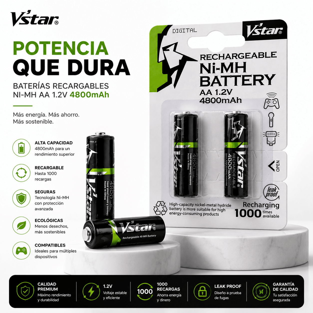 Baterías Recargables AA de 4800mAh