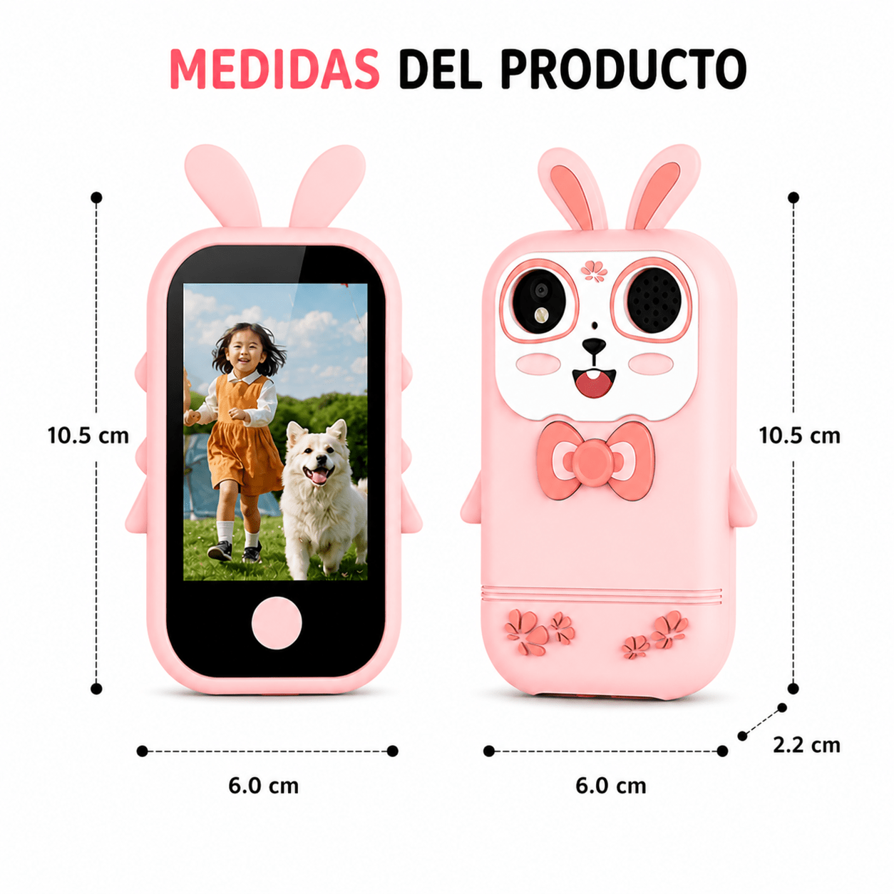 Cámara Celular Infantil Táctil con Juegos, Cámara HD y MP3 | Diseño Seguro para Niños