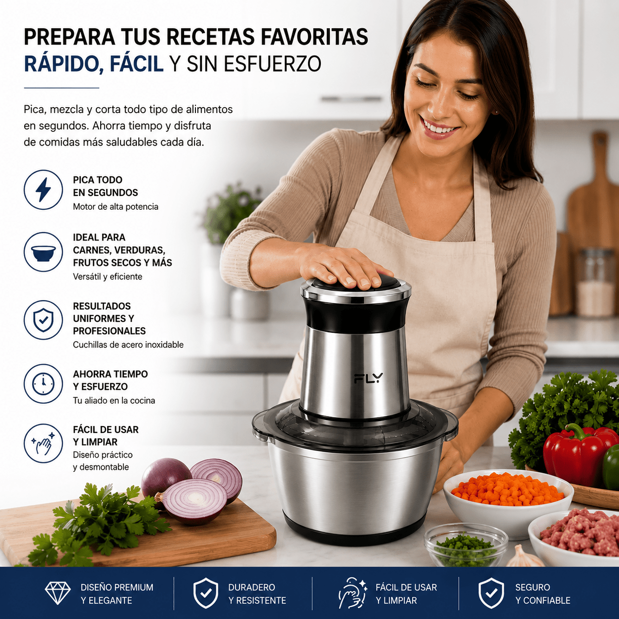 Picadora Eléctrica Premium Acero Inoxidable