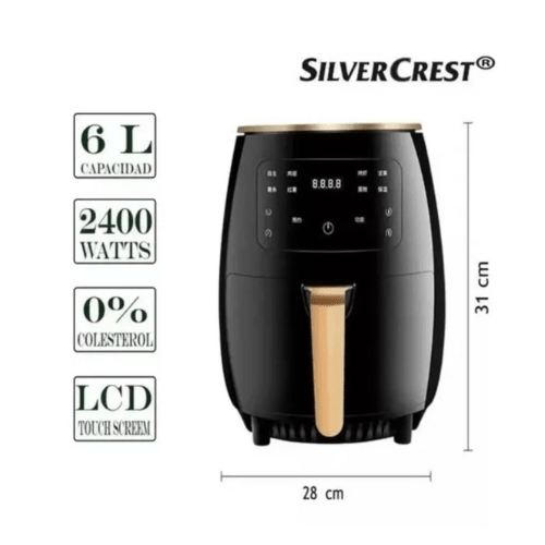 Freidora De Aire Air Fryer Silver 6L + Pantalla Digital Original