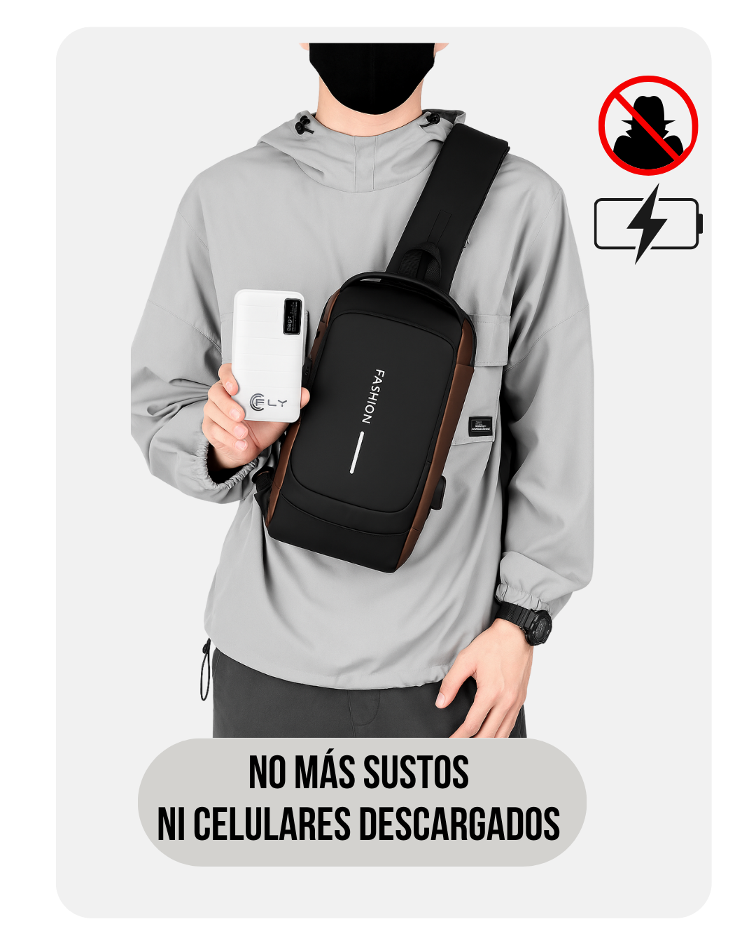 Bolso Antirobo + Power Bank FLY A-220 - 25.000mAh
