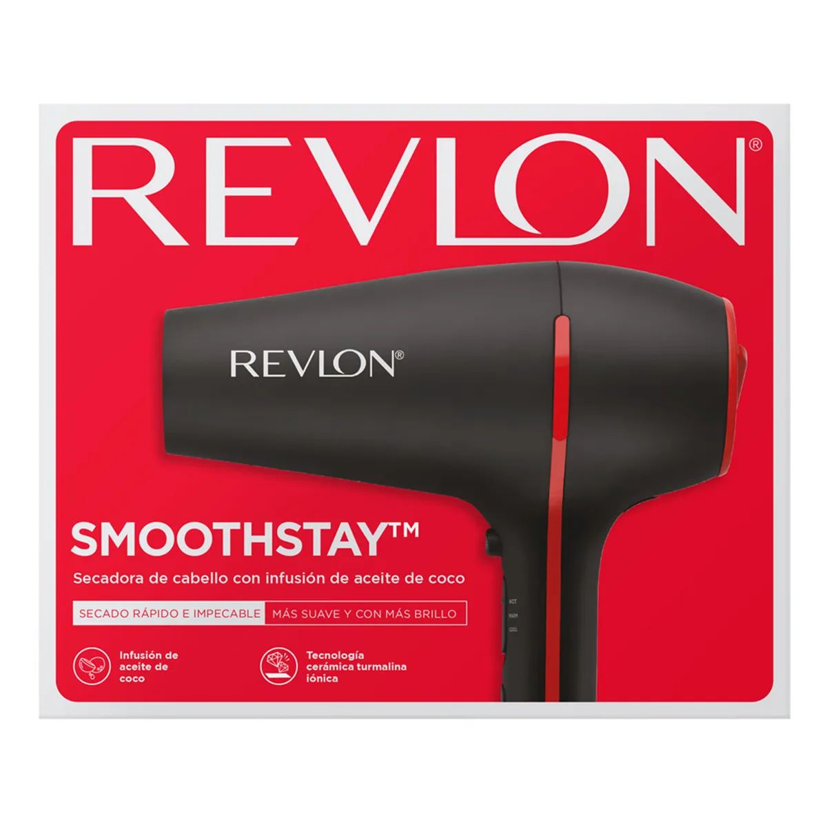 Secador Revlon SmoothStay Iónico con Aceite de Coco – Brillo Profesiona