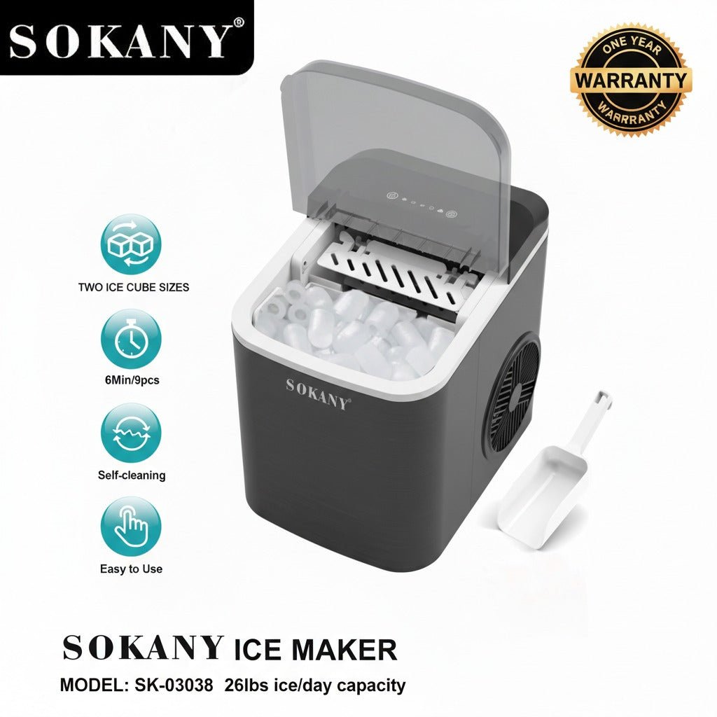 Máquina para Hielo Portátil SOKANY IceFast 6 Minutos