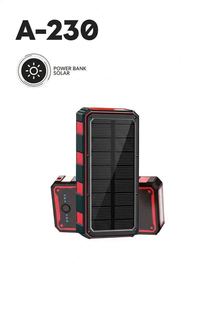 Power Bank Solar 25.000mAh Rugerizado Carga Rápida USB Dual