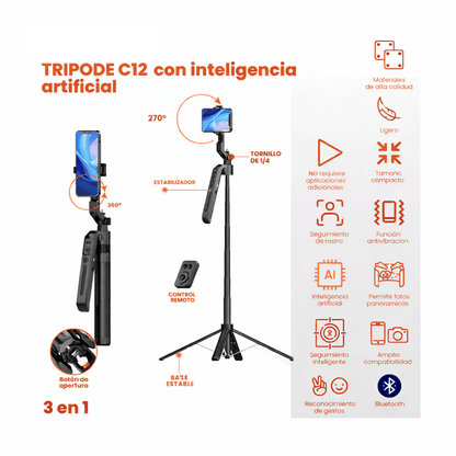 Trípode Inteligente con Seguimiento AI – 3 en 1