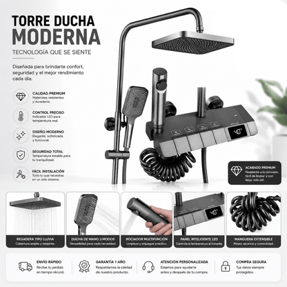 Torre Ducha Premium Digital con Indicador de Temperatura LED