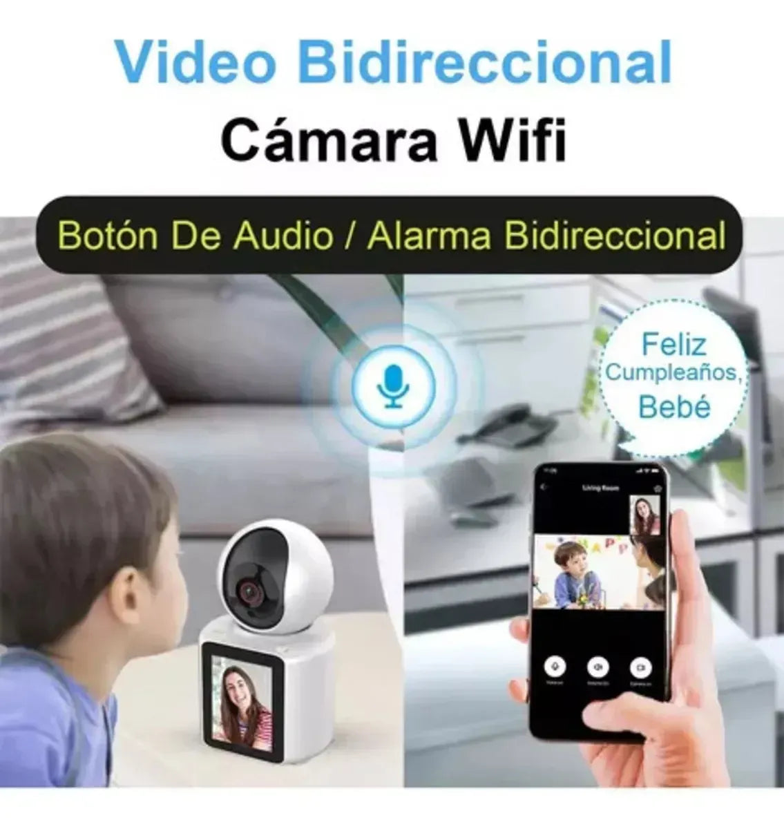 Cámara De Seguridad Inalámbrica Videollamada 2 En 1