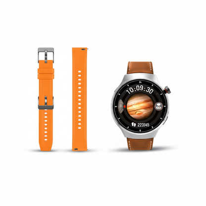 Smartwatch Watch 4 Plata-Naranja + Audífonos