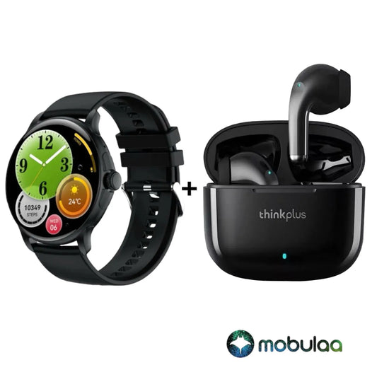 Reloj SmartWatch Sumergible + Audífonos Levono Bluetooth Negro