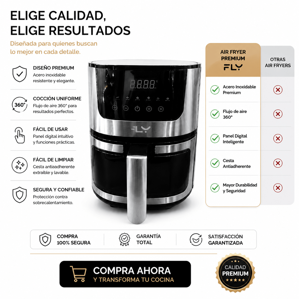 Freidora de Aire Digital Fly 6 Litros