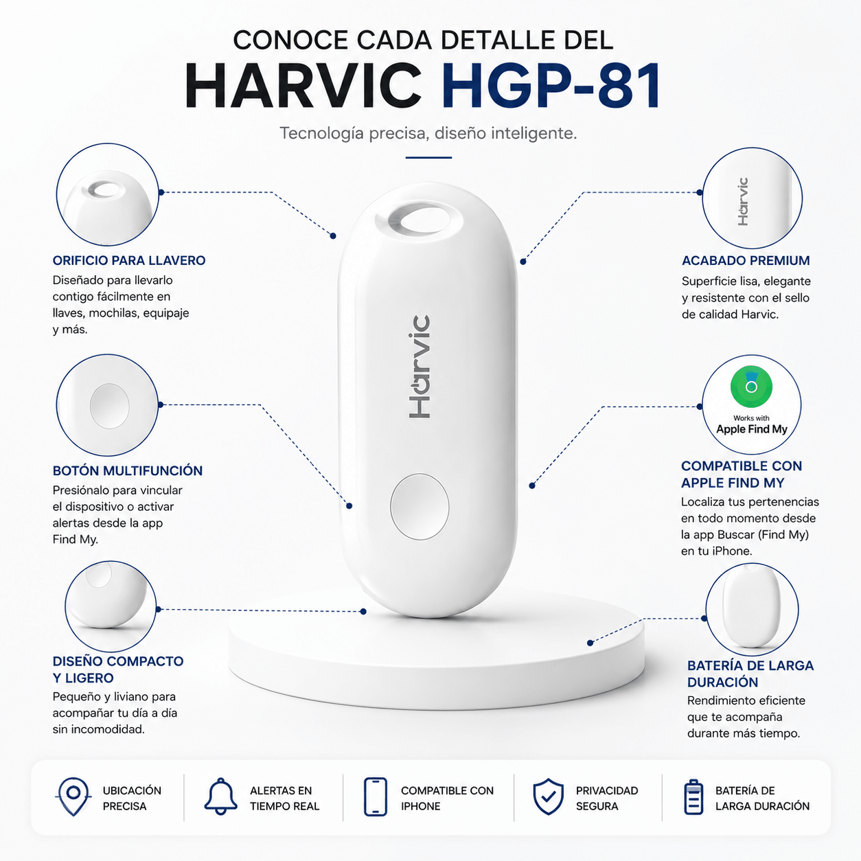 Rastreador Localizador Inteligente Harvic para Iphone | Apple Find My