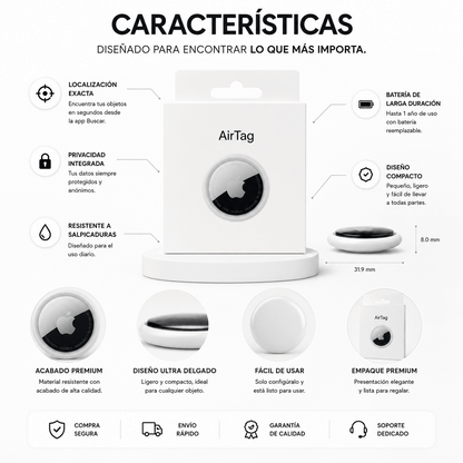 Rastreador Localizador Inteligente AirTag GPS para iPhone y Android