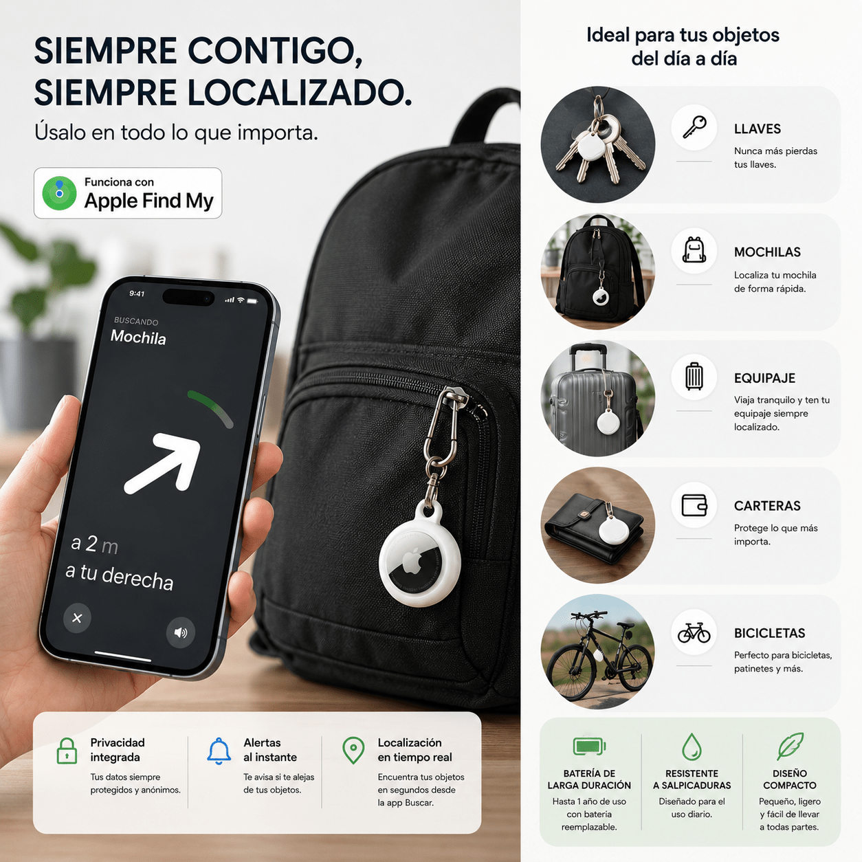 Rastreador Localizador Inteligente AirTag GPS para iPhone y Android
