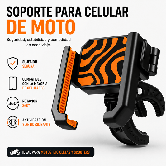 Soporte Antivibración Celular para Moto | Ajuste Seguro 360°