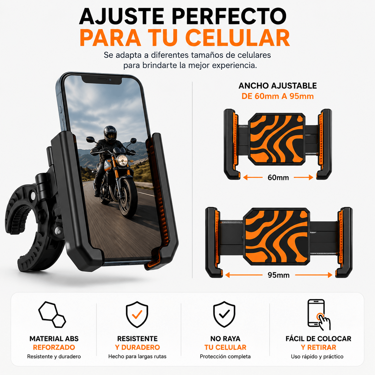 Soporte Antivibración Celular para Moto | Ajuste Seguro 360°