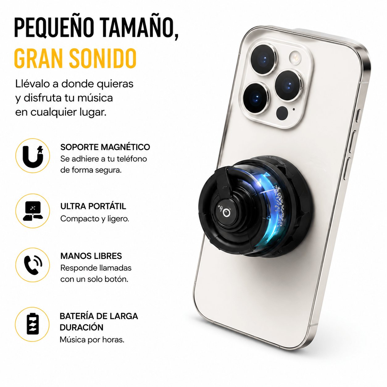 Mini Parlante Bluetooth Magnético RGB