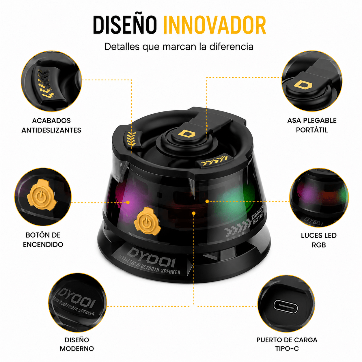 Mini Parlante Bluetooth Magnético RGB