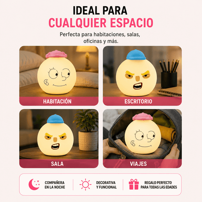 Lámpara Nocturna LED de Silicona Recargable | Diseño Divertido y Suave