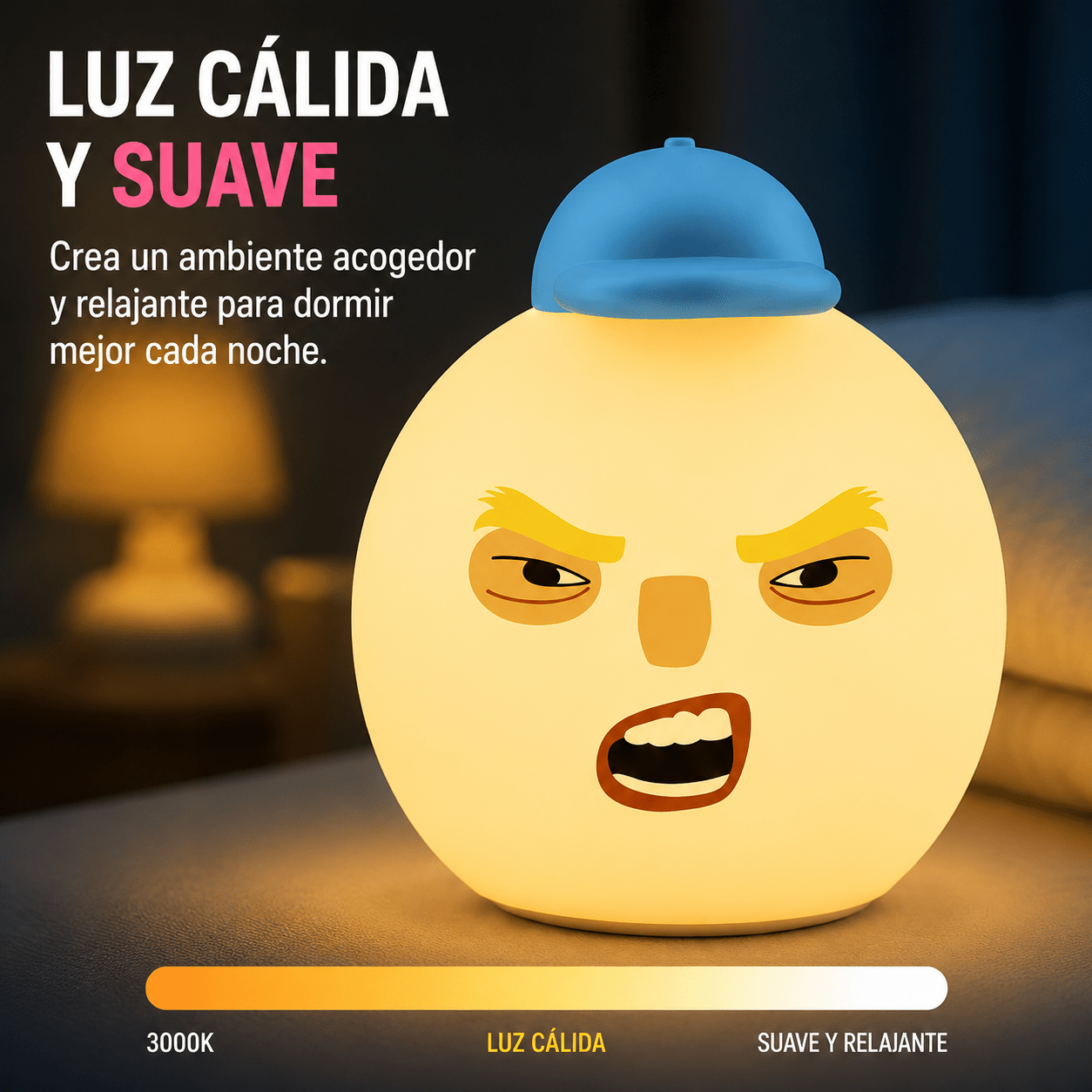 Lámpara Nocturna LED de Silicona Recargable | Diseño Divertido y Suave