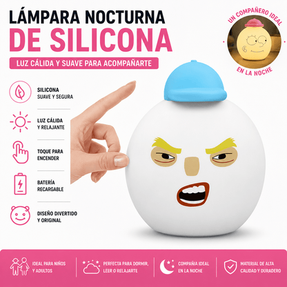 Lámpara Nocturna LED de Silicona Recargable | Diseño Divertido y Suave