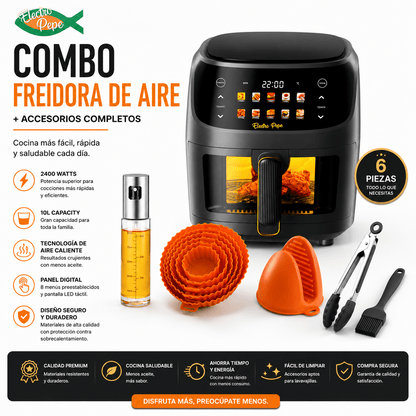 Freidora de Aire 10 Litros + Accesorios