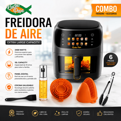 Freidora de Aire 10 Litros + Accesorios