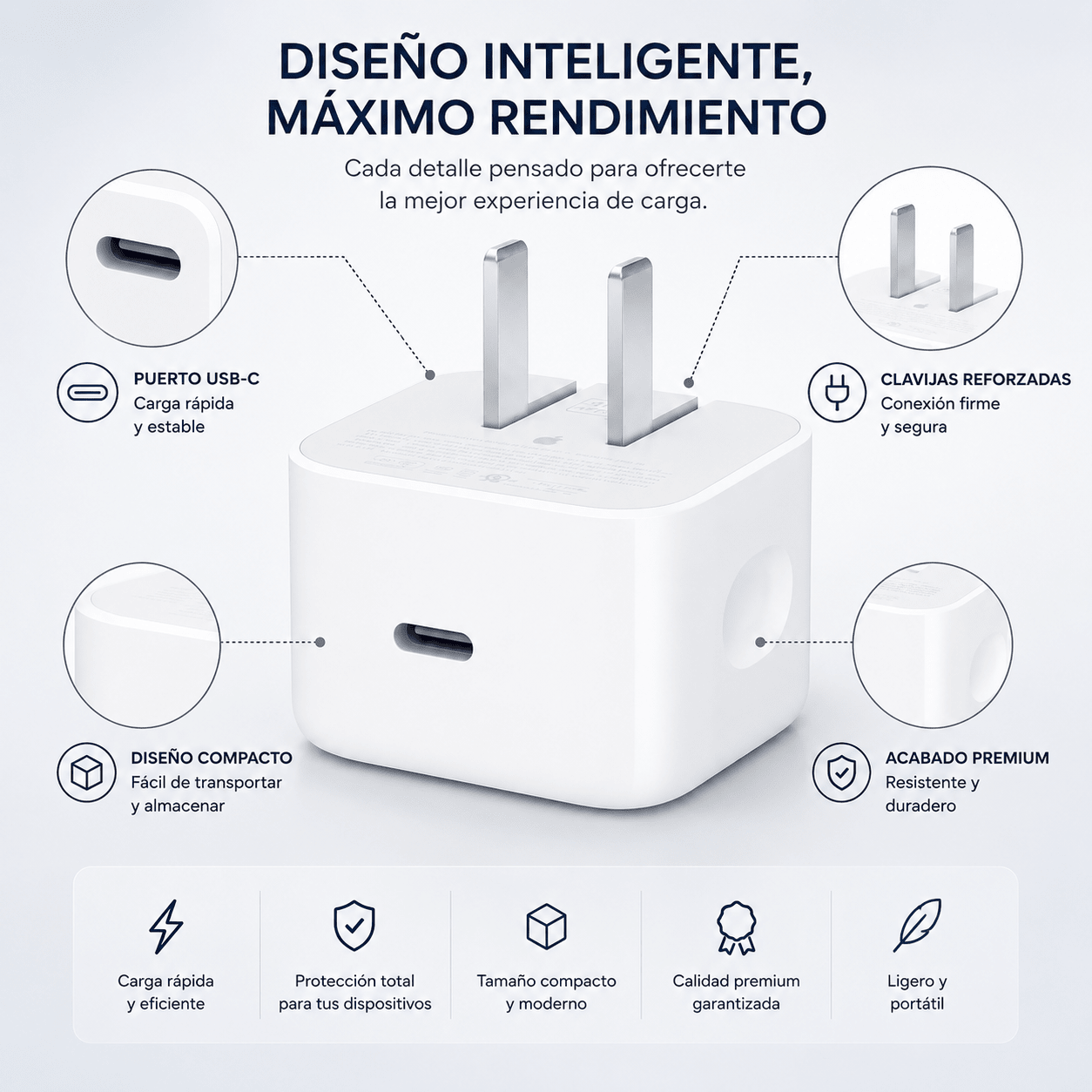 Cargador USB-C Apple 40W Carga Rápida Inteligente