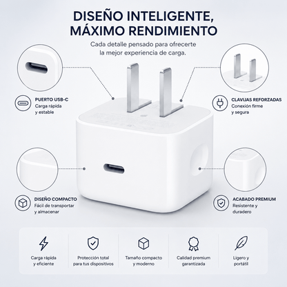 Cargador USB-C Apple 40W Carga Rápida Inteligente