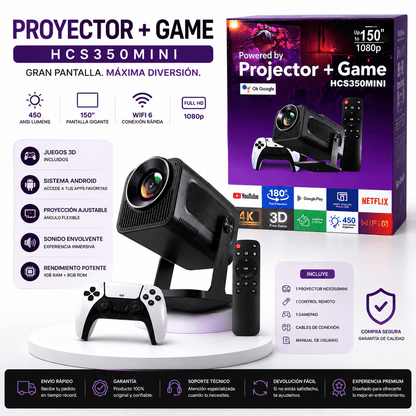 Proyector Gamer SmartPlay 1080P con Juegos + Android