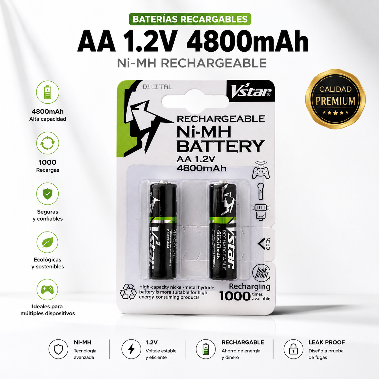 Baterías Recargables AA de 4800mAh
