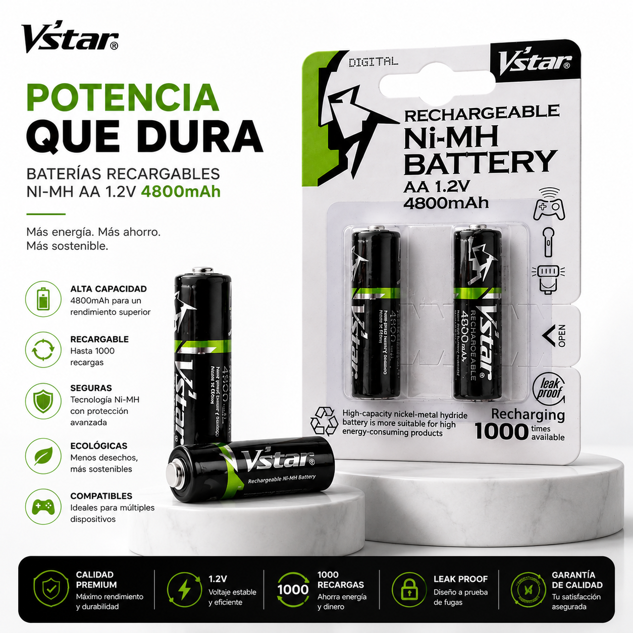 Baterías Recargables AA de 4800mAh