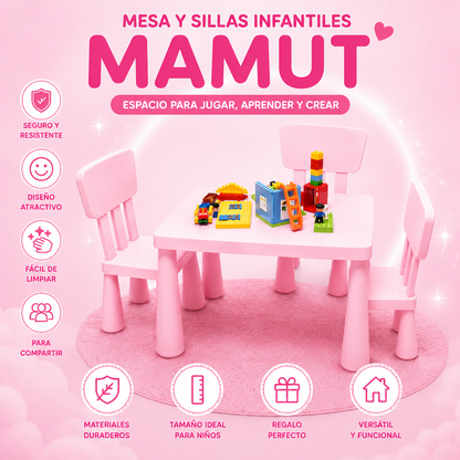Set Infantil Mamut Mesa + 2 Sillas para Niñas