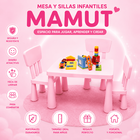 Set Infantil Mamut Mesa + 2 Sillas para Niñas