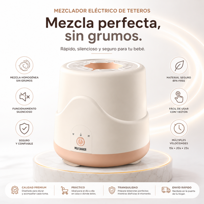 Mezclador Eléctrico de Teteros Automático Rosa | Preparación Rápida y Sin Grumos