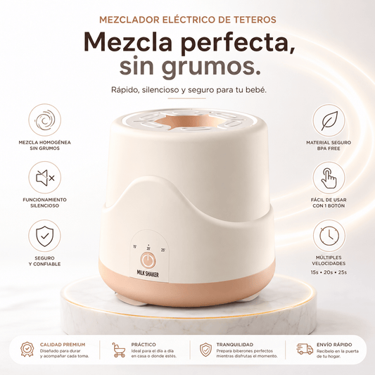 Mezclador Eléctrico de Teteros Automático Rosa | Preparación Rápida y Sin Grumos