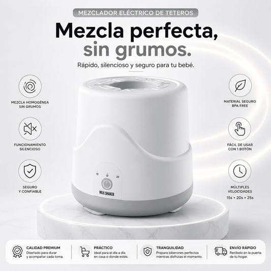 Mezclador Eléctrico de Teteros Automático Gris | Preparación Rápida y Sin Grumos