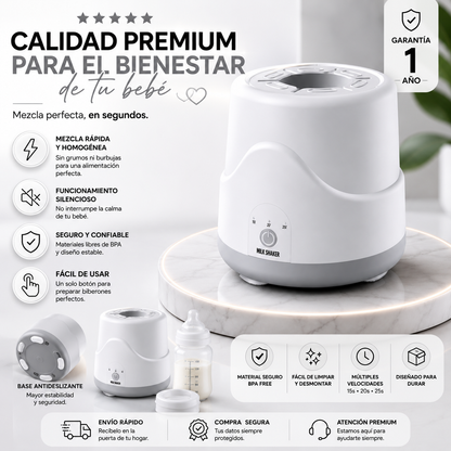 Mezclador Eléctrico de Teteros Automático Gris | Preparación Rápida y Sin Grumos
