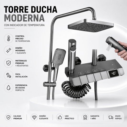 Torre Ducha Premium Digital con Indicador de Temperatura LED