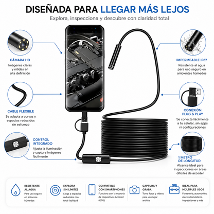Cámara Endoscópica Impermeable para Celular 1M