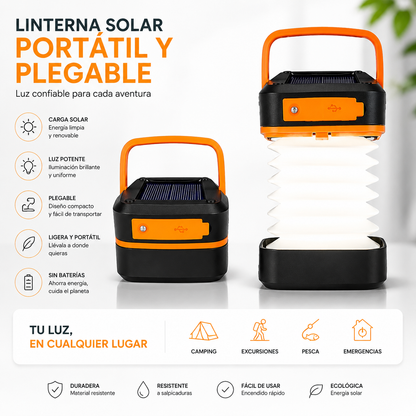 Linterna Solar Plegable Recargable LED Multifuncional