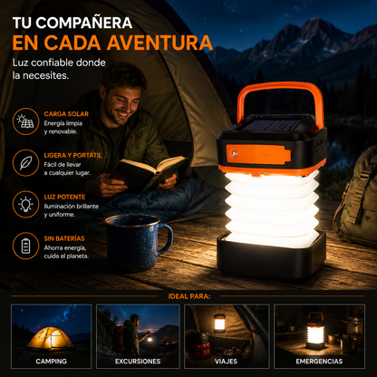 Linterna Solar Plegable Recargable LED Multifuncional