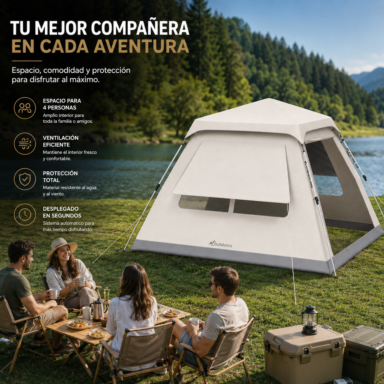 Carpa Luxury Automática para 4 Personas – Despliegue Instantáneo