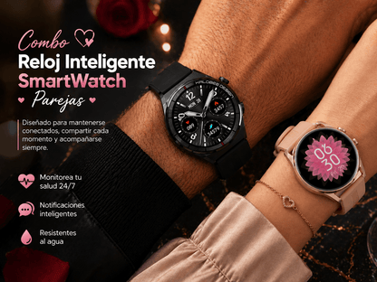 Combo Reloj Inteligente SmartWatch Parejas IP67