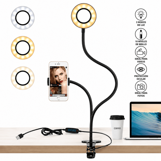 Soporte para Celular con Aro de Luz Ajustable