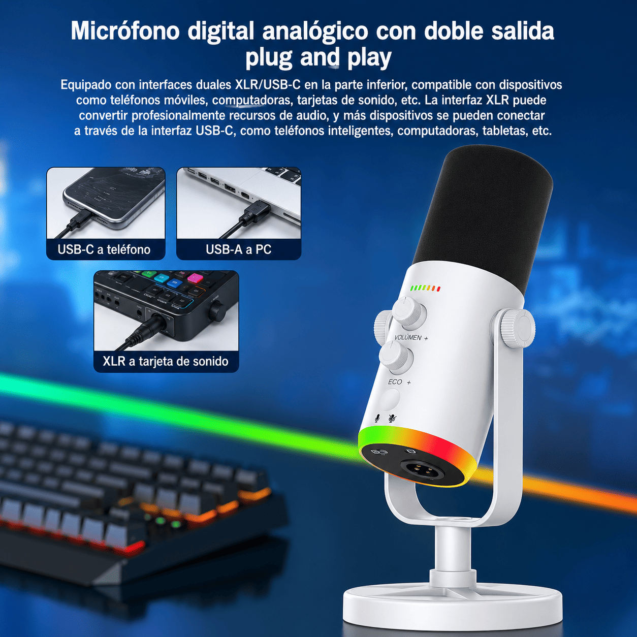Microfono Gamer RGB