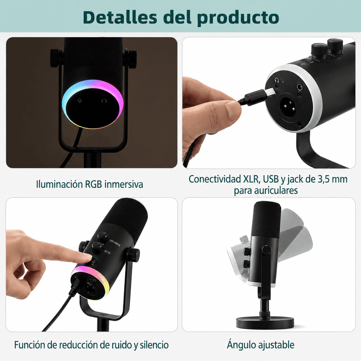 Microfono Gamer RGB