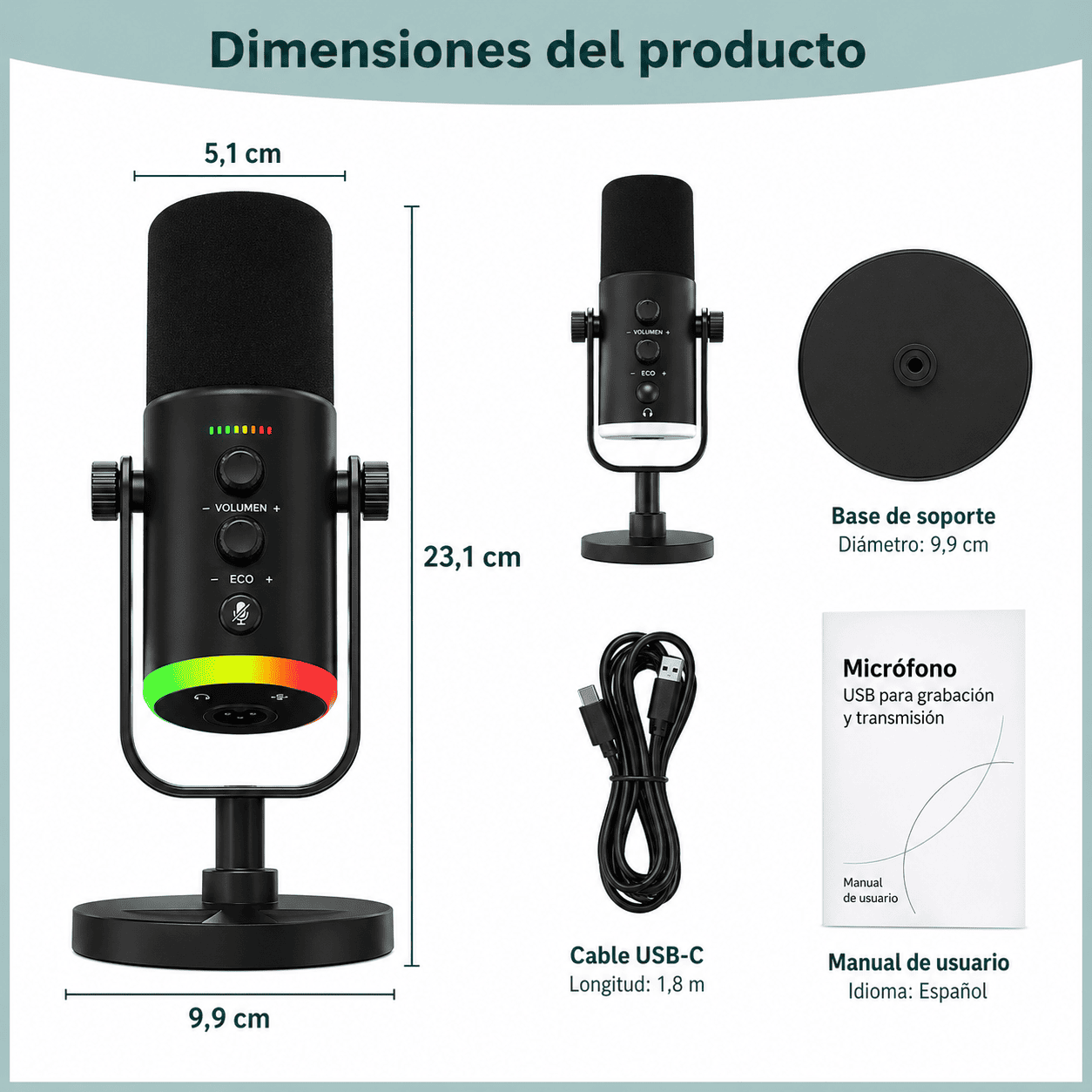Microfono Gamer RGB