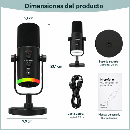 Microfono Gamer RGB